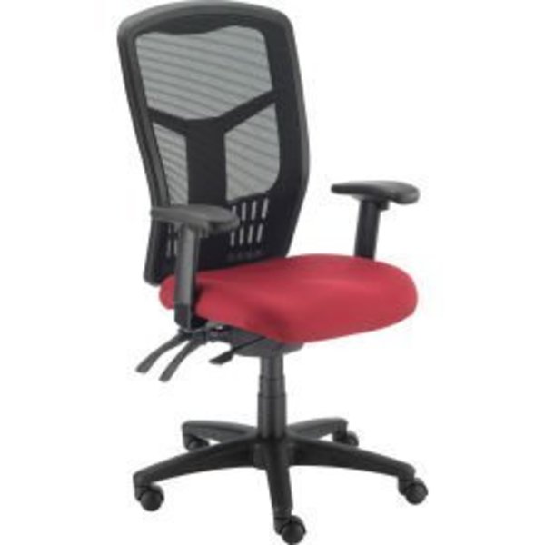 Global Equipment Interion    Mesh Office Chair With High Back   Adjustable Arms, Fabric, Red 248623RD